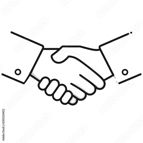 Business Handshake Line Art Icon Symbolizing Partnership Agreement Business Handshake Line Art Icon Symbolizing Partnership Agreement