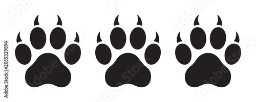 Obraz na płótnie Wild animal tracks with sharp claws icons set vector illustration isolated on grid background art