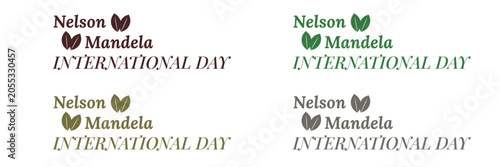 Cuadro en lienzo Nelson mandela international day logo variations olive green tones