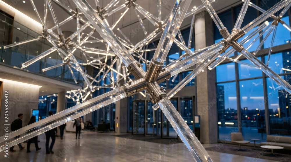 Fototapeta premium Large Metal Sculpture in a Building.