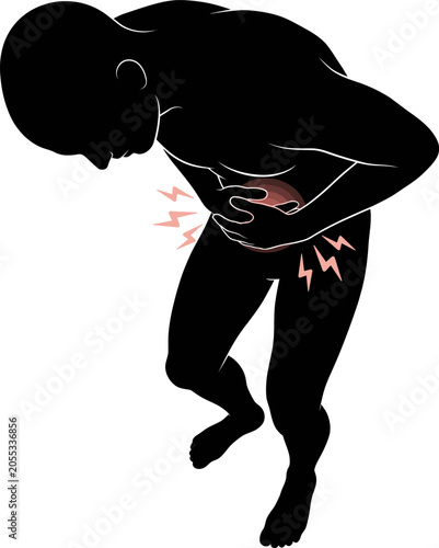 Silhouette of a Person Suffering From Severe Acute Abdominal Pain