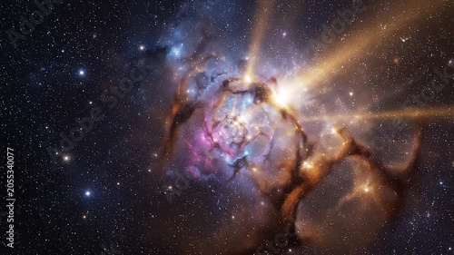 Glowing Cosmic Nebula Journey Through Deep Space with Celestial Light