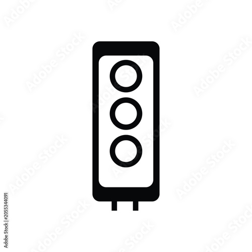 Black traffic light with three circles on white background road sign 1