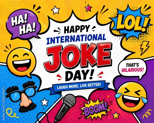 Colorful International Joke Day celebration greeting - ai generative