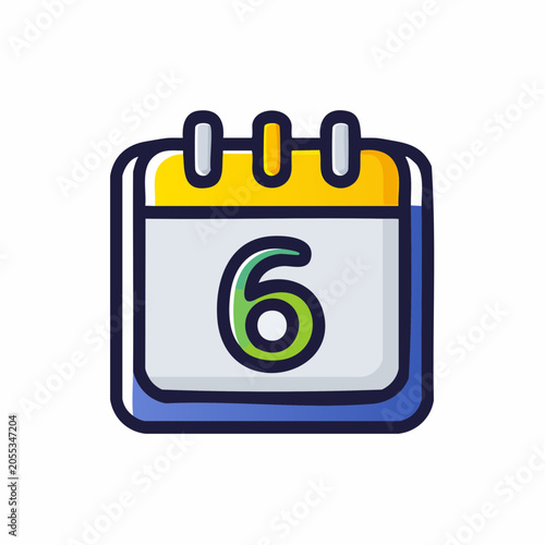 Calendar Icon with Number 6