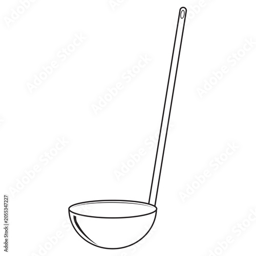 Kitchen appliance ladle, large spoon, isolated icon illustration
