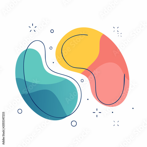 Abstract Organic Shapes with Gradient Colors and Outline