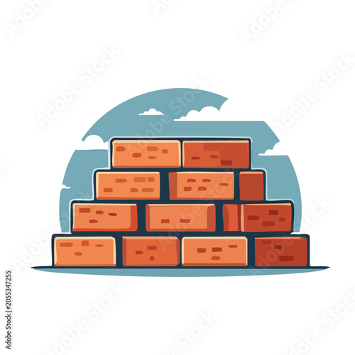 Cartoon Stack of Bricks Vector Illustration