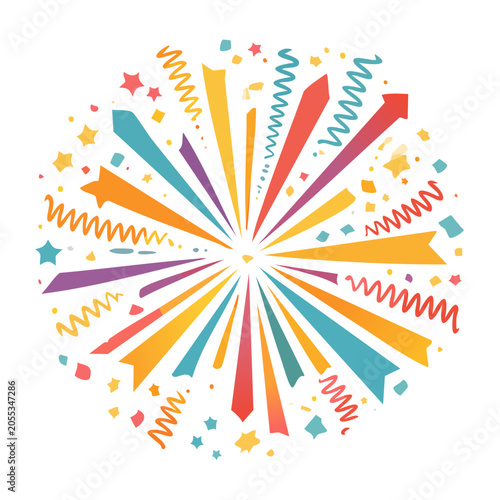 Colorful Burst Shape Flat Design Vector