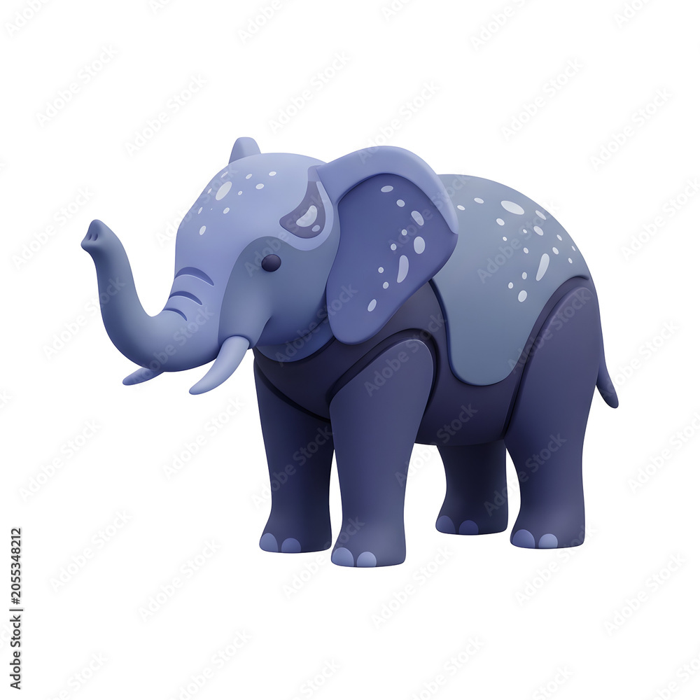 Fototapeta premium Stylized 3D Elephant with Spots on White Background