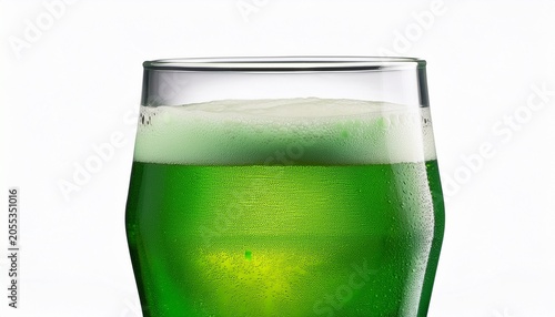 Glass Of Fresh Cold Green Beer Isolated On White Background