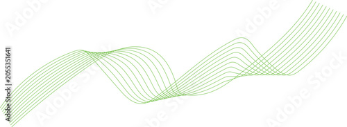 Abstract Green Ribbon Wave Design on White Background Vector Illustration