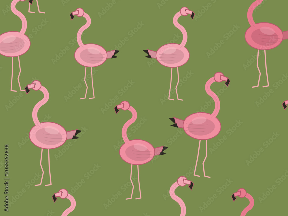 Obraz premium Cute Flamingo Tropical Bird Wallpaper Backdrop Template