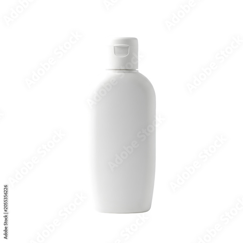 White plastic bottle with a pump dispenser on a transparent background