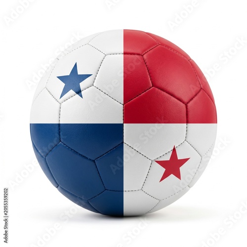 Soccer ball adorned with the national flag of Panama, showcasing vibrant colors and symbols of national pride, a classic representation of the sport's global appeal and cultural significance
