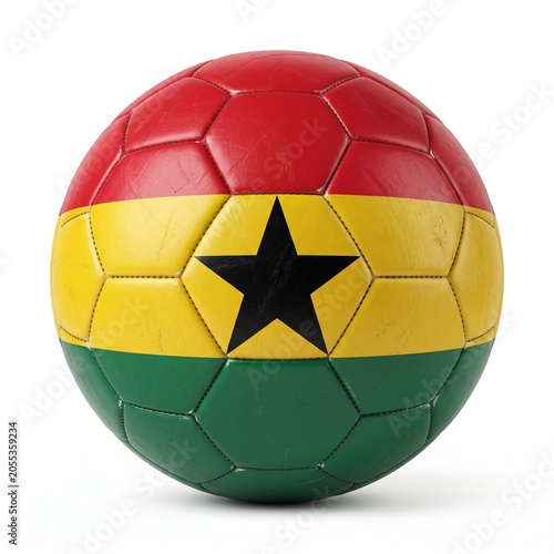 Soccer Ball Painted with the National Flag of Ghana Representing African Sports Pride