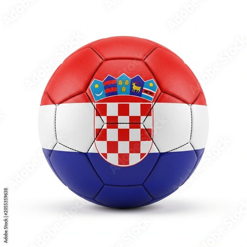 3D Render of a Professional Soccer Ball Featuring the National Flag Pattern of Croatia Isolated on a Clean White Background