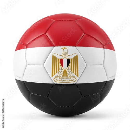 Egypt flag themed 3D soccer ball on white background for international sports events and national team competition concepts