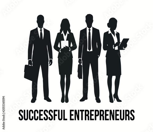 Tableau sur toile Four successful entrepreneurs in business attire
