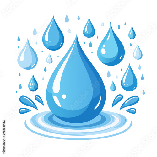 Blue Water Droplets Cartoon Vector