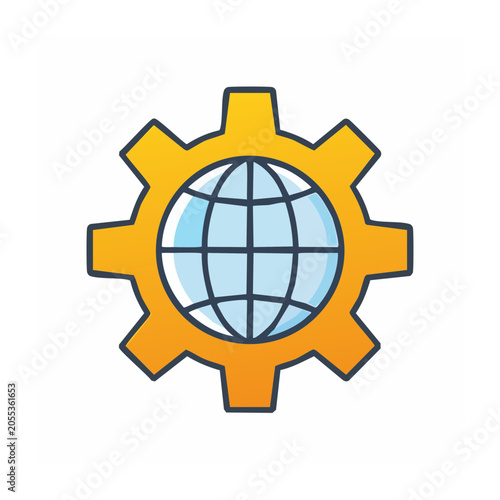 Flat design world map icon
