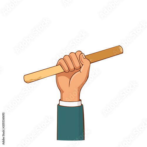 Hand holding a wooden stick
