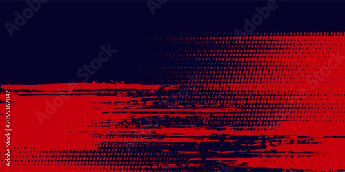 Red grunge splash with red halftone grunge design. Art design for wrap sticker or sport style
