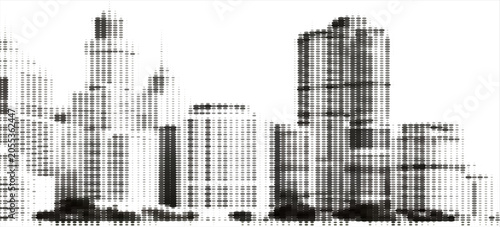 Abstract Halftone City Skyline Silhouette Vector Illustration