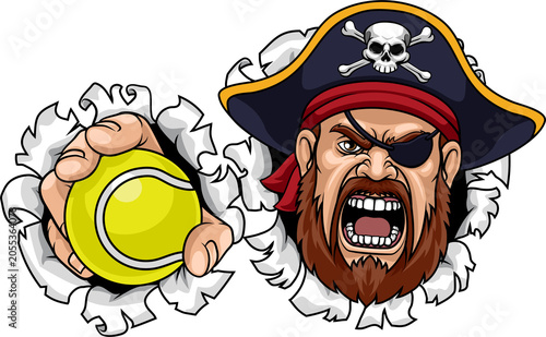 A Pirate man holding Tennis...