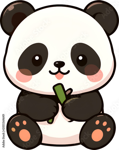 Cute cartoon cow with heart spots and green clover isolated on a transparent background, black and white
