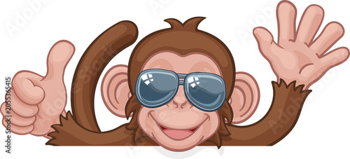 A monkey cool cartoon chara...