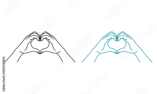 Heart shaped hands gesture illustrations
