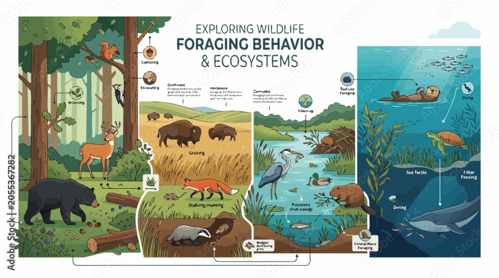 Obraz premium Wildlife Foraging Behavior and Ecosystem Exploration Guide