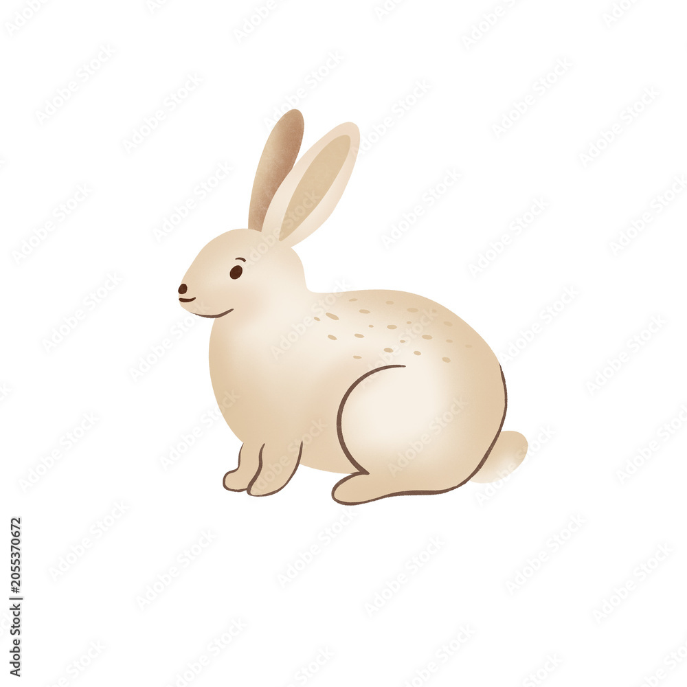 Obraz premium Boho Nursery Bunny Illustration in Neutral Pastel Tones