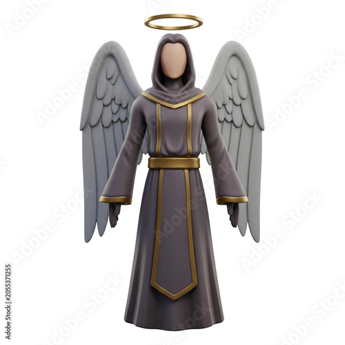 An image of an angel with halo on his head and wings.