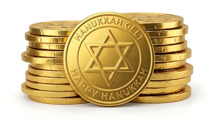 Stacks of gold chocolate gelt coins hanukkah clipart