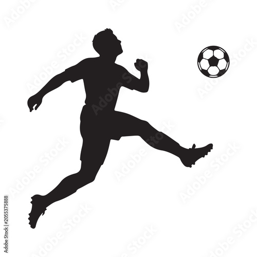 Football Player Jump Kick Silhouette