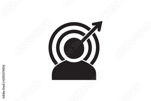 Targeted Goal Achievement Icon: Person Silhouette with Arrow Hitting Bullseye
