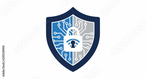 Shield with lock and digital circuit pattern
