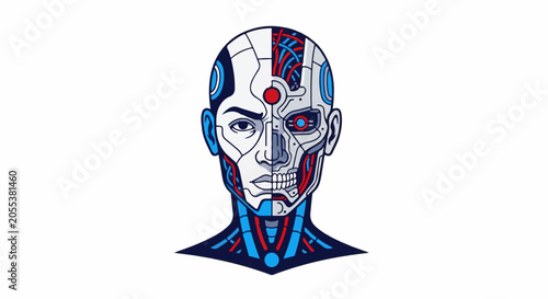 Split head human face meets robotic components