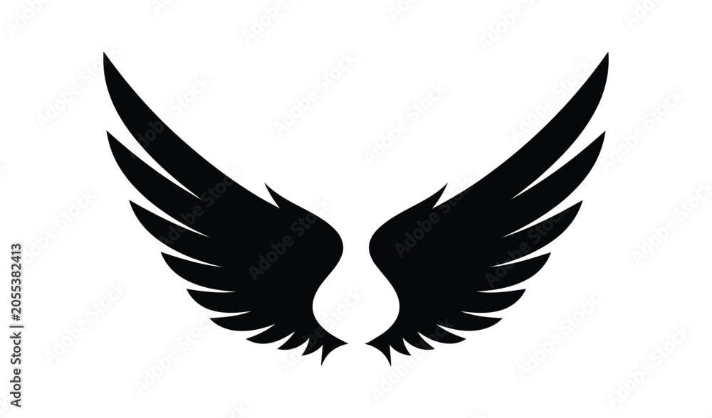 Fototapeta premium Black silhouette of wings spread wide symbolizing freedom and flight video