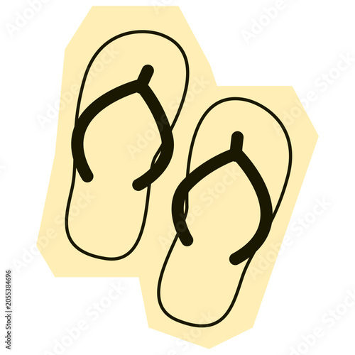 Hand drawn minimalist flip flops sandals for summer vacation