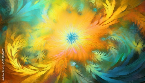 Abstract Fractal Summer Background Brush Painting Imitation