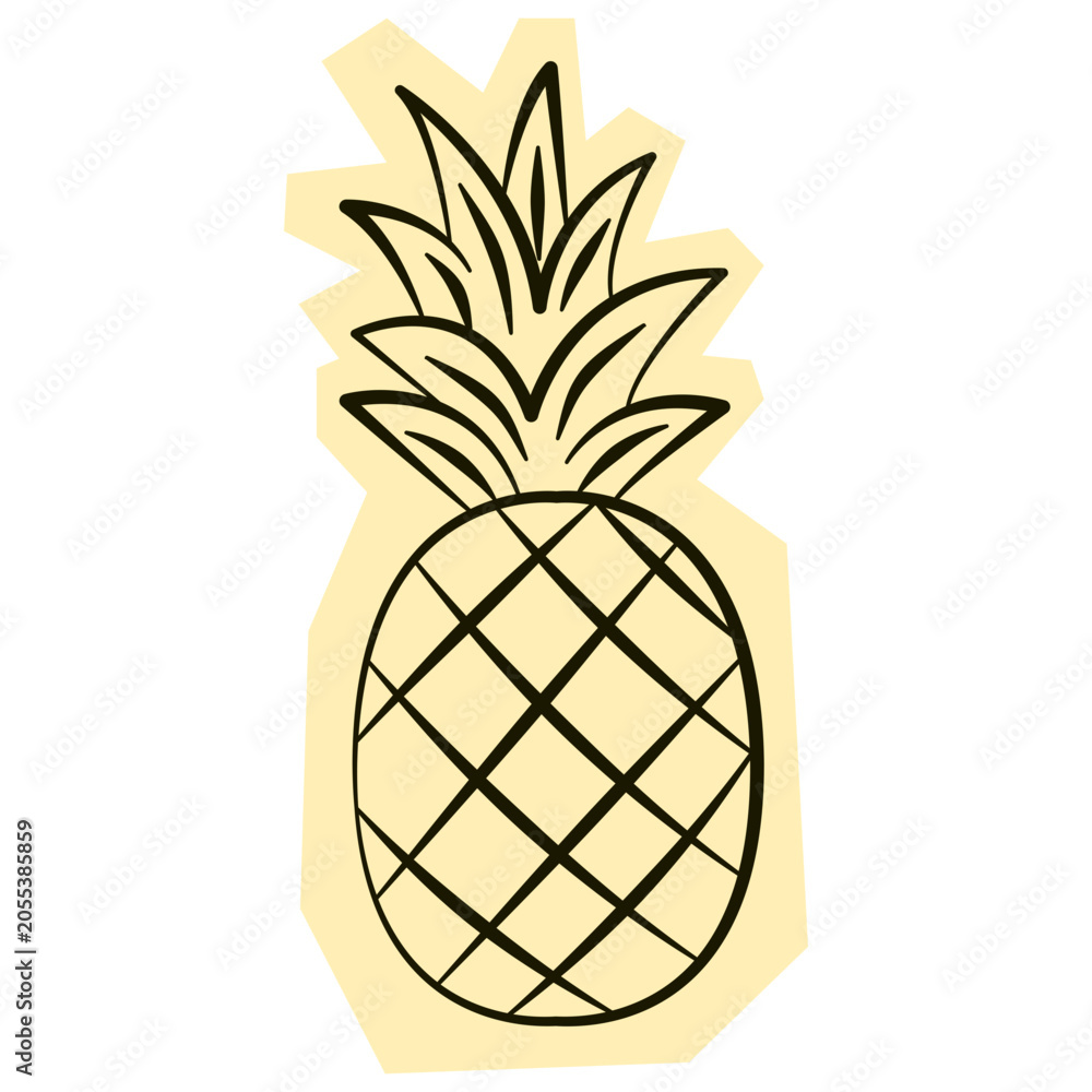 Obraz premium Hand drawn pineapple fruit for summer tropical theme