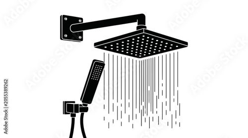 Tableau sur toile Modern black shower head and handle.