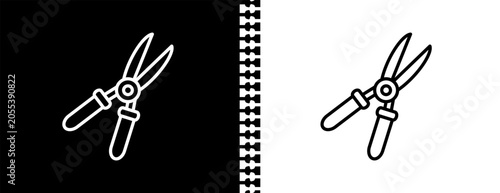 Fotografie shears UI outline icon in black and white mode - agriculture farming and gardening collection
