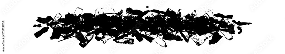 Naklejka premium Silhouette of a pile of plastic bottles and waste vector art