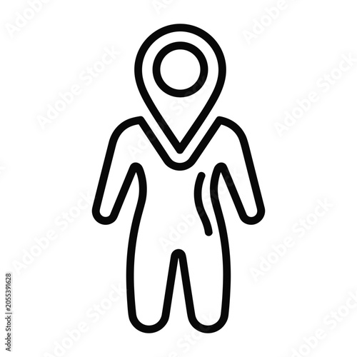 Bild auf Leinwand Location pin icon with human body silhouette for personal health tracking and me