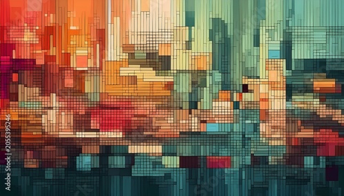 Abstract Pixel Background With A Muted Colour Design