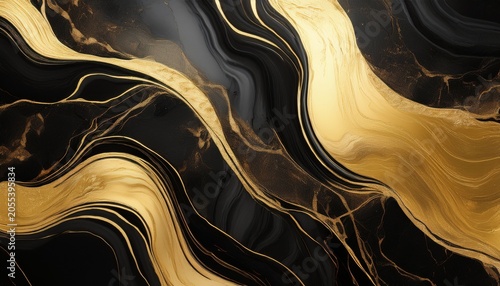 Luxurious Black And Gold Marble Texture With Subtle Metallic Veins Generative Ai